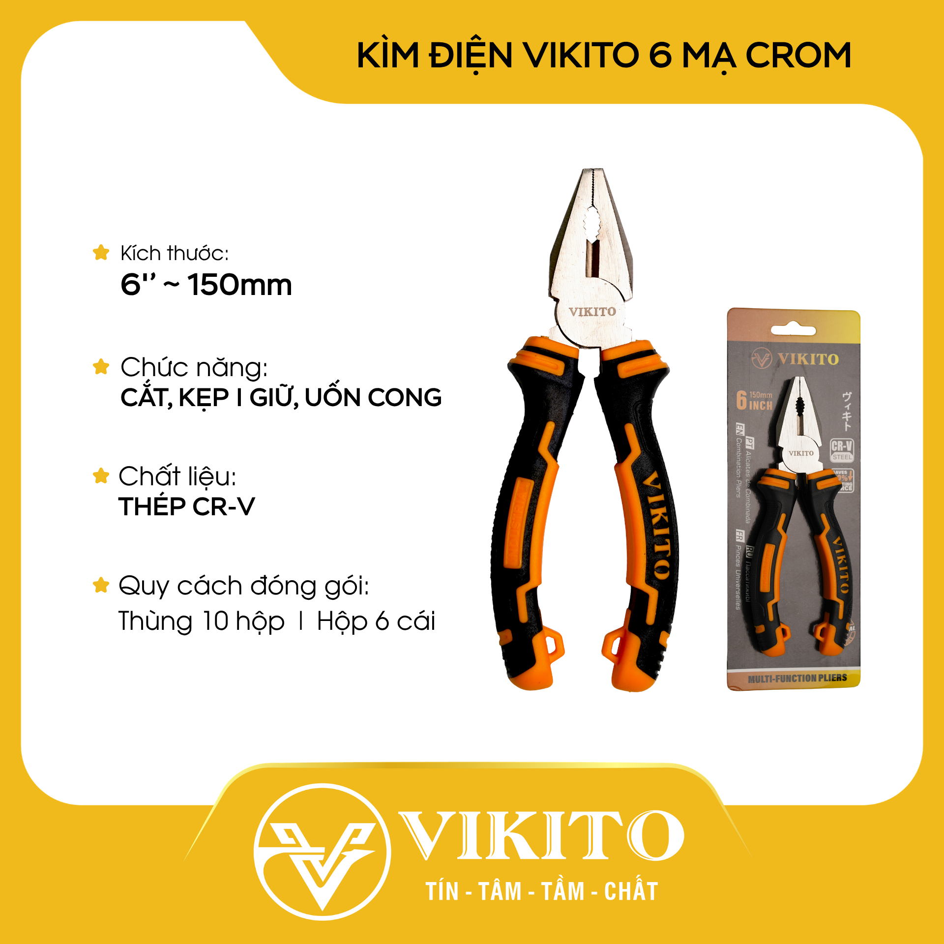 Kìm VIKITO 6 điện mạ crom